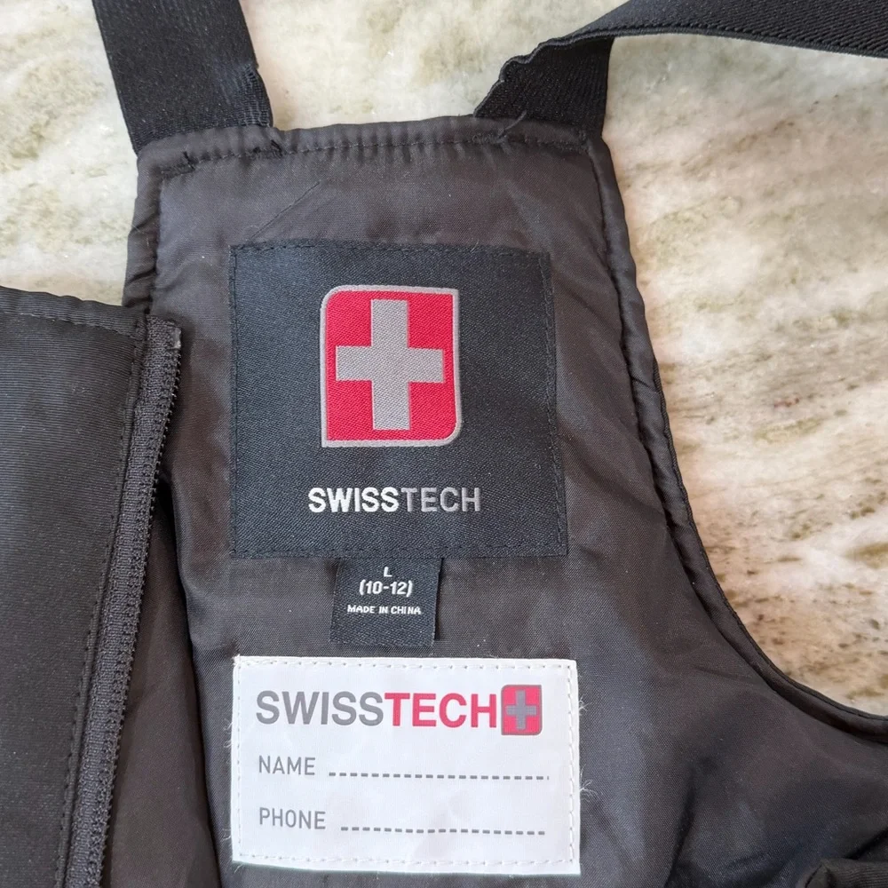 Swiss Tech Kids Black Snow Overalls Youth Large 10-12